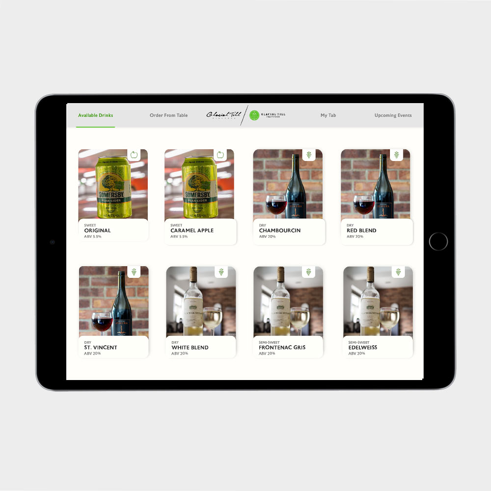 Onsite Mobile App On Tap Drinks Page